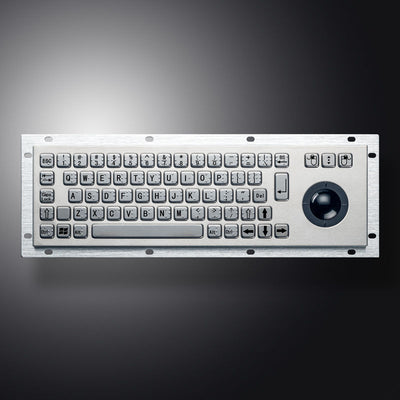 D-8635G-M USB Interface Rear Panel Mount Industrial Metal Braille Stainless Steel Keyboard With Trackball For Self-service Kiosk