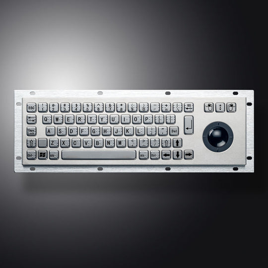 D-8635G-M USB Interface Rear Panel Mount Industrial Metal Braille Stainless Steel Keyboard With Trackball For Self-service Kiosk