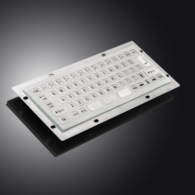 D-8680 Rugged Compact Mini 66 Flat Keys Panel Mount Stainless Steel Industrial Metal Keyboard