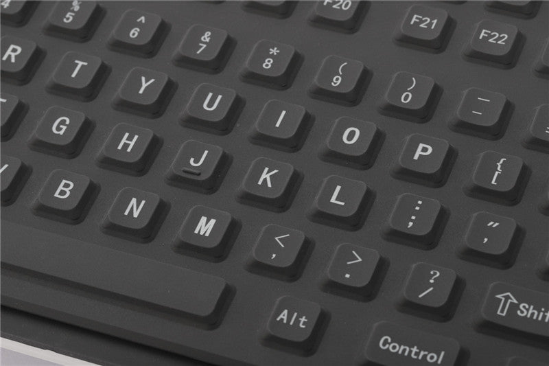 D-6210 IP66 Waterproof Backlight Durable Coating Antimicrobial Sealed Ruggedized Industrial Silicone Rubber Keyboard With Metal Base Plate
