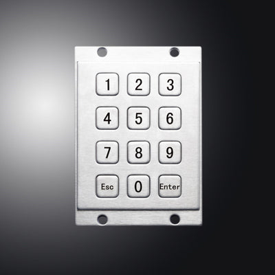 D-8208 12 Flat Keys 3x4 Metal Mini Stainless Steel Numeric Keypad