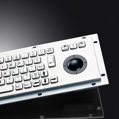 D-8635G-M USB Interface Rear Panel Mount Industrial Metal Braille Stainless Steel Keyboard With Trackball For Self-service Kiosk