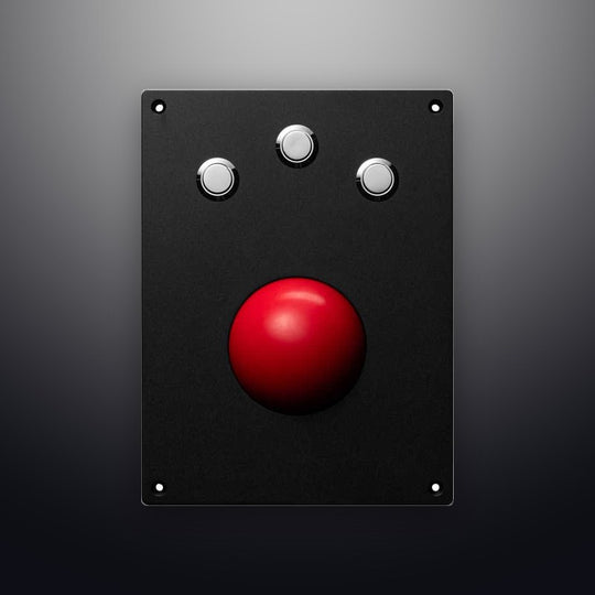 Black Industrial Panel Mount 60mm Red Trackball Pointing Device With 3 Mouse Buttons
