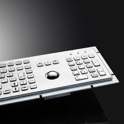 D-8605 Full Size Industrial Trackball Metal Keyboard With 103 Keys integrated 38mm mechanical trackball and numeric keypad