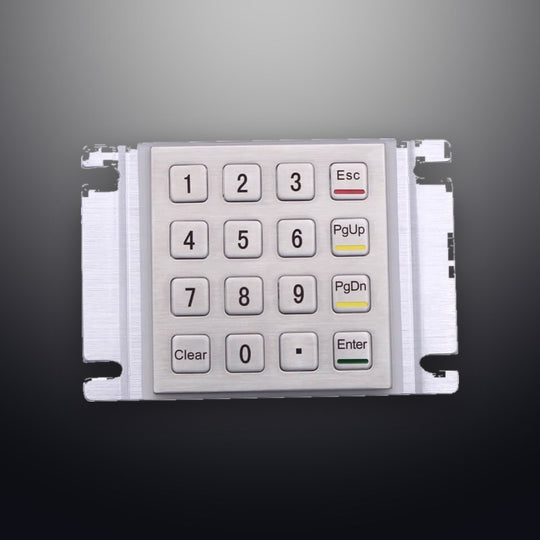 D-8203K 16 Keys 4x4 Vandal Proof Rugged Panel Mount Stainless Steel Metal Keypad Keyboard for Kiosk