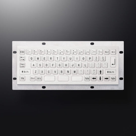 D-8680 Rugged Compact Mini 66 Flat Keys Panel Mount Stainless Steel Industrial Metal Keyboard
