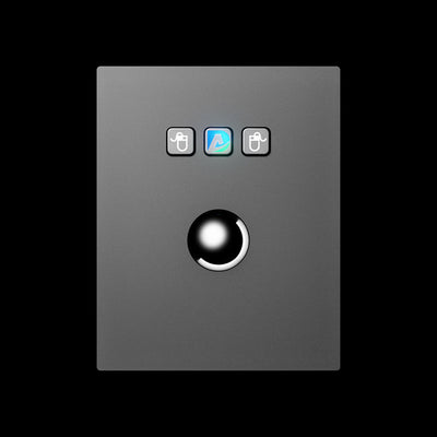 D-8302D Front Panel Mount Stainless Steel Metal Trackball Mouse In Black
