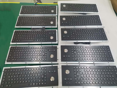D-8606G-B IP65 Black Metal Industrial Keyboards With Trackball Stainless Steel USB Rugged Keyboard For Self Service Kiosk