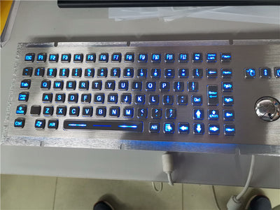 D-8605-BG 106 keys Industrial Backlight keyboard with Trackball mouse