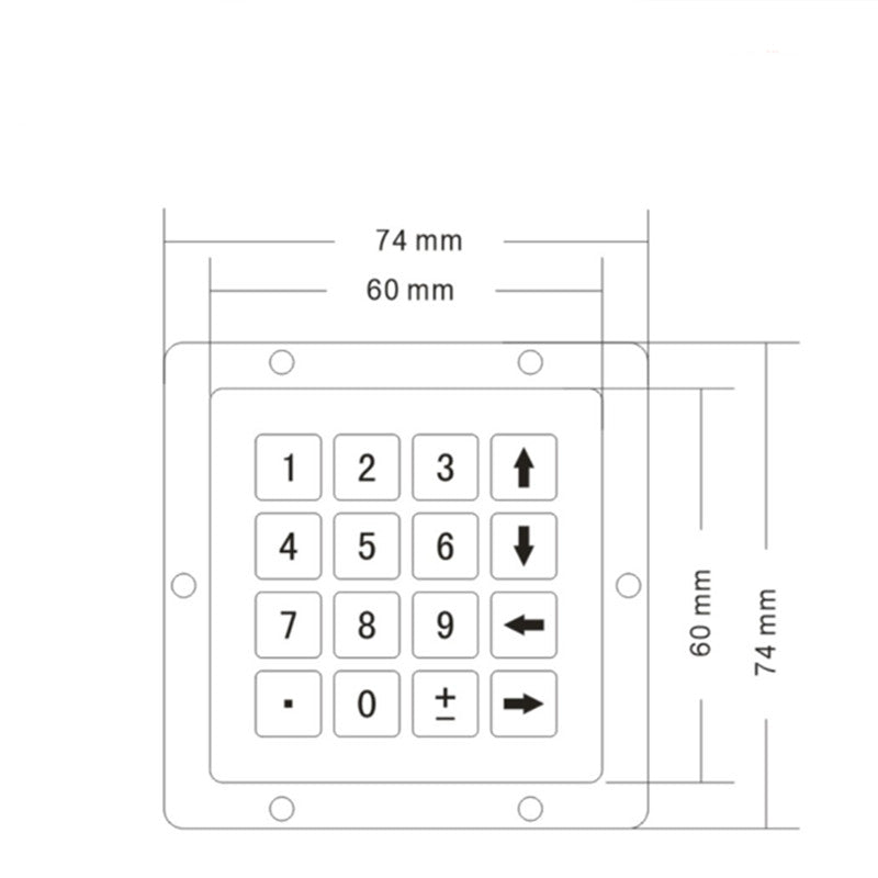 D-87155 16 Keys Industrial Metal Keypad Matrix Interface Dimension 60x60mm