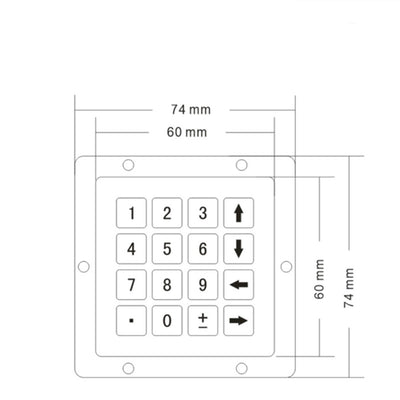 D-87155 16 Keys Industrial Metal Keypad Matrix Interface Dimension 60x60mm