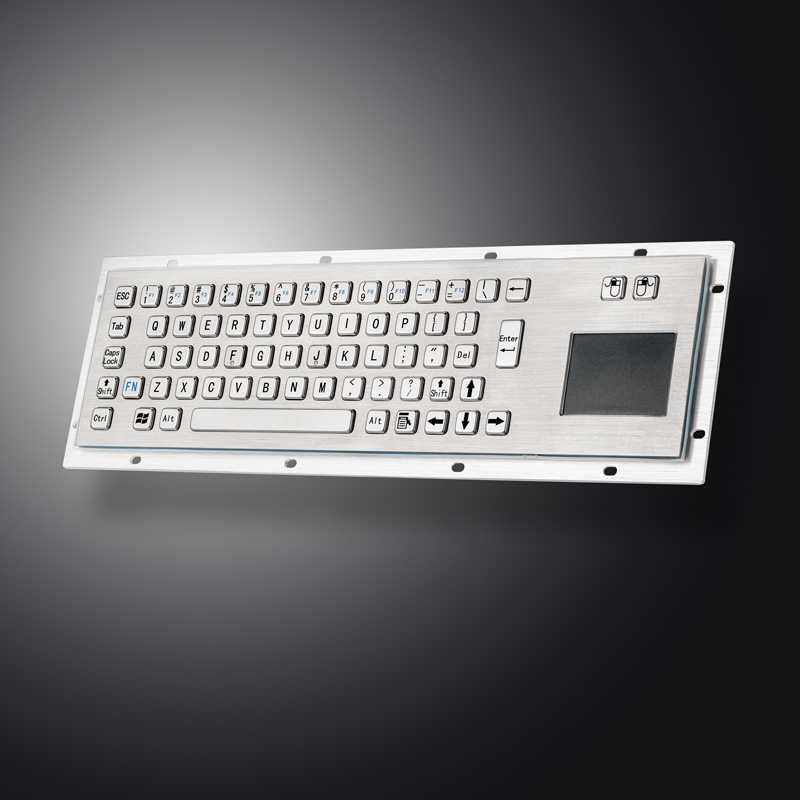 D-8607 Panel Mount Waterproof IP65 Rugged Kiosk Wired USB PS2 Metal Industrial Keyboard With Touchpad