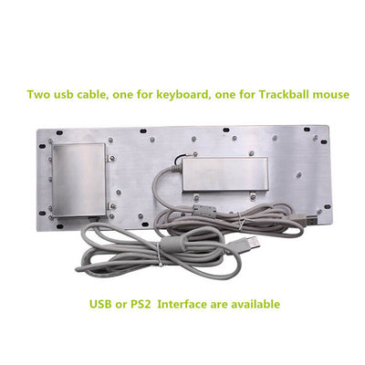 D-8635G-BG Panel Mount Backlit Keyboards Stainless Steel Industrial Metal Keyboard With Backlight Trackball Mouse