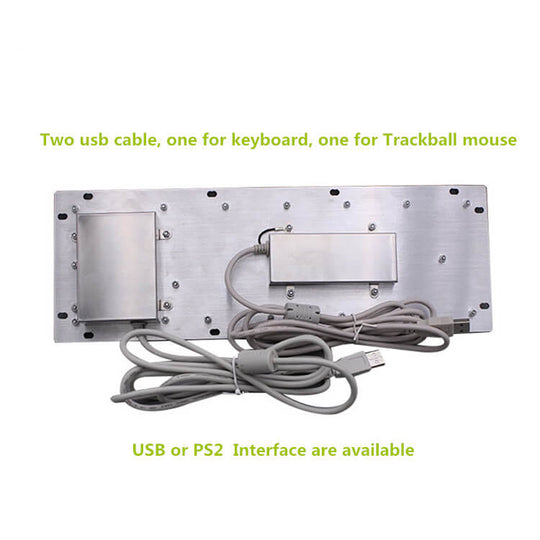 D-8635G-BG Panel Mount Backlit Keyboards Stainless Steel Industrial Metal Keyboard With Backlight Trackball Mouse