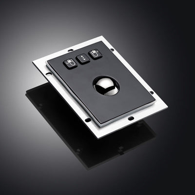 D-8302B Panel Mount Stainless Steel Metal Trackball Mouse In Black