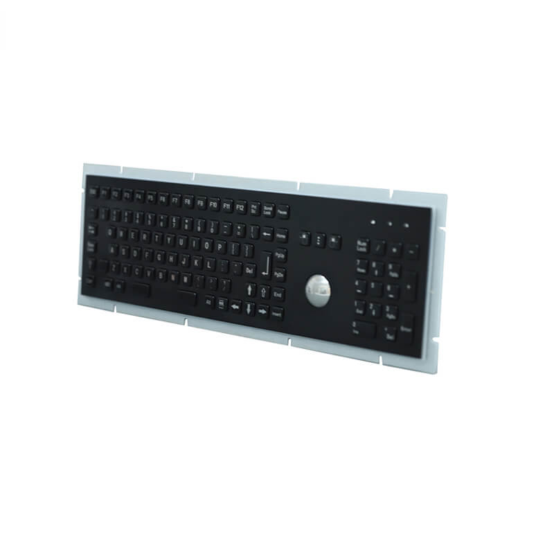D-8605B Waterproof Black Metal Panel Mount Keyboard With Trackball Function Keys And Number Keypad