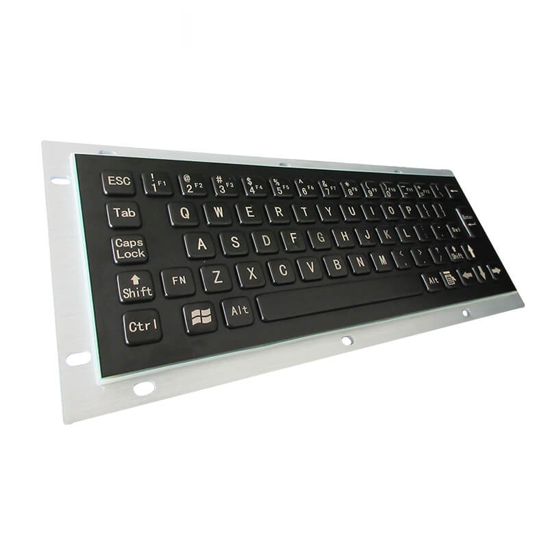 D-8656B Mini 65 key Industrial Computer Waterproof Stainless Steel Metal keyboard In Black