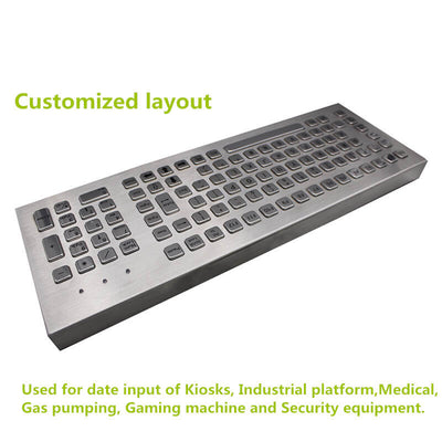 D-8625DESK 103 Keys Full Size Customizable Layout Industrial Metal Kiosk Keyboard Desktop Compact Stainless Steel Keyboard with FN Keys