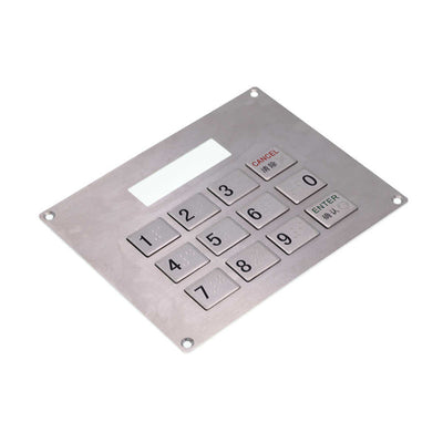 D-8221D 12 Keys Top Mount Metal Keypad With LCD display frame and Braille button