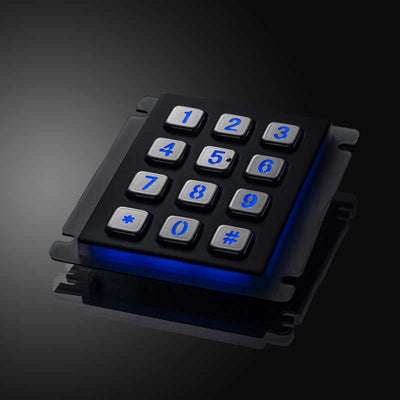 D-8208J-2-B-BG IP67 Waterproof 12 Keys 3X4 Industrial LED Backlight Metal Numeric Keypad For Smart Locker Access Control