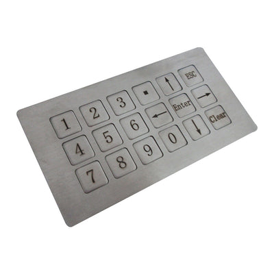 D-8239 18 Keys Compact Vandal Proof Stainless Steel Industrial Numeric Keypad