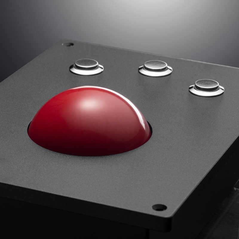 Black Industrial Panel Mount 60mm Red Trackball Pointing Device With 3 Mouse Buttons