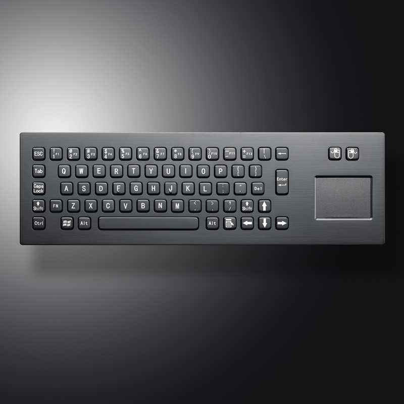 D-8608B Black IP65 Metal Industrial Stainless Steel USB Kiosk Keyboard With Touchpad For Ticket Vending Machine