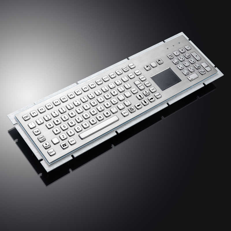 D-8605T 106 Keys All-In-One Industrial Metal Kiosk Full Size Stainless Steel Touchpad Keyboard With Numeric Keypad