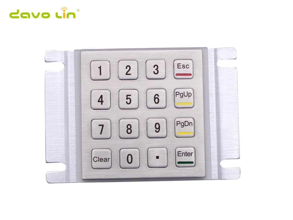 D-8203K 16 Keys 4x4 Vandal Proof Rugged Panel Mount Stainless Steel Metal Keypad Keyboard for Kiosk