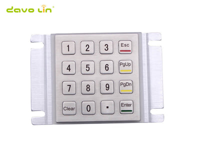 D-8203K 16 Keys 4x4 Vandal Proof Rugged Panel Mount Stainless Steel Metal Keypad Keyboard for Kiosk