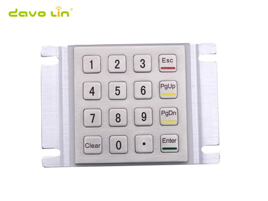 D-8203K 16 Keys 4x4 Vandal Proof Rugged Panel Mount Stainless Steel Metal Keypad Keyboard for Kiosk