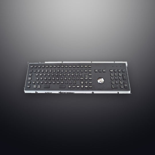 D-8605B Waterproof Black Metal Panel Mount Keyboard With Trackball Function Keys And Number Keypad