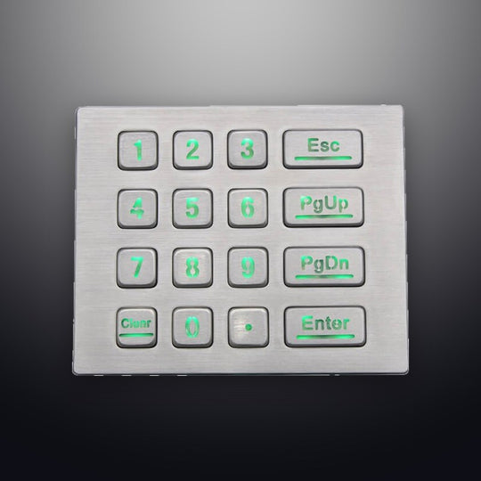 D-8281C 16 Keys Industrial Vandal Proof IP65 Waterproof LED Backlight 4 x 4 USB Numeric Metal Keypad