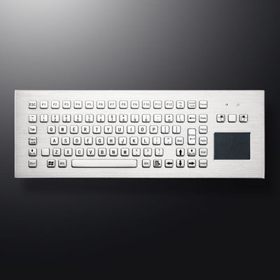 2.4 GHz Wireless Industrial Stainless Steel Keyboards Waterproof Metal Keyboard With Touchpad Integrated