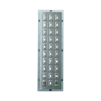 D-8954 Backlight 30 keys Rear Panel Mount Stainless Steel Industrial Metal keypad With Backlight
