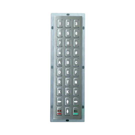 D-8954 Backlight 30 keys Rear Panel Mount Stainless Steel Industrial Metal keypad With Backlight