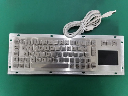 D-8635T-M USB Interface Rear Panel Mount Industrial Metal Braille Stainless Steel Keyboard With Touchpad For Self-service Kiosk