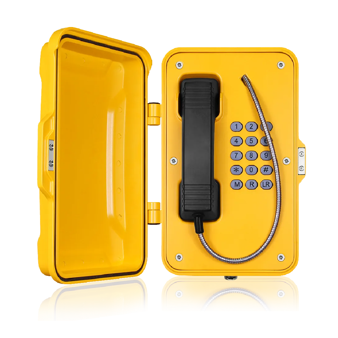 Weatherproof telephone with full keypad and door