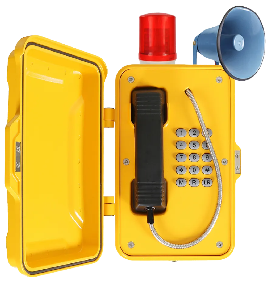 Weatherproof telephone with horn and beacon