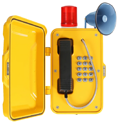 Weatherproof telephone with horn and beacon