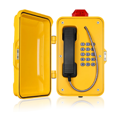 Weatherproof telephone with LED lamp