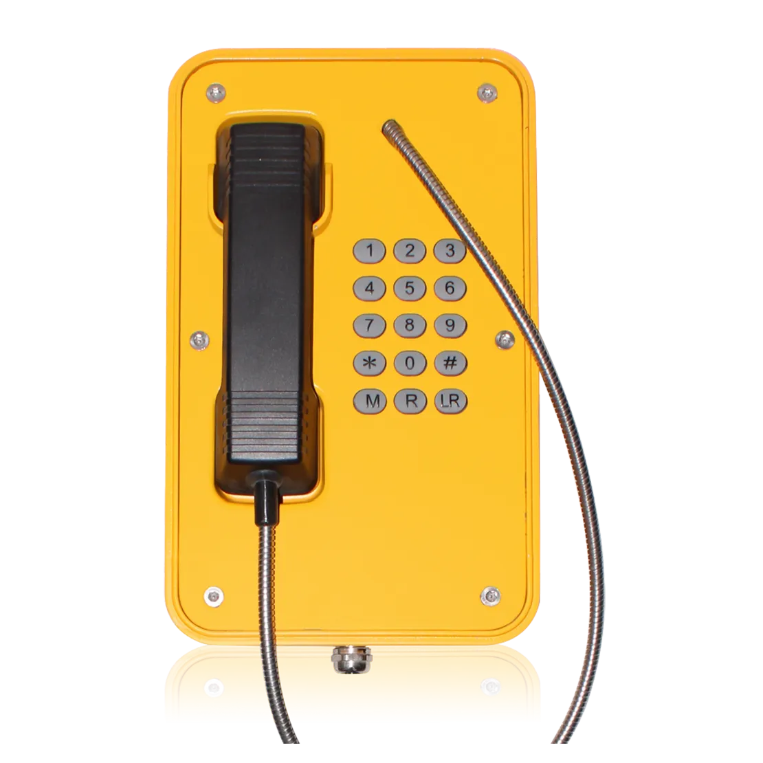 Weatherproof telephone with full keypad, without a door
