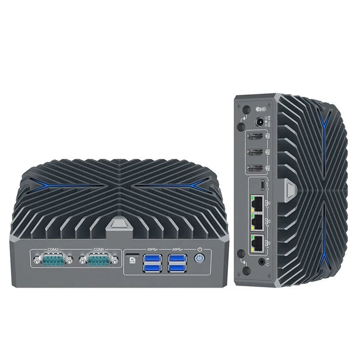Intel Core Ultra 5 125U Fanless Aluminum Industrial Mini PC – DDR5, 3× LAN, 2× COM