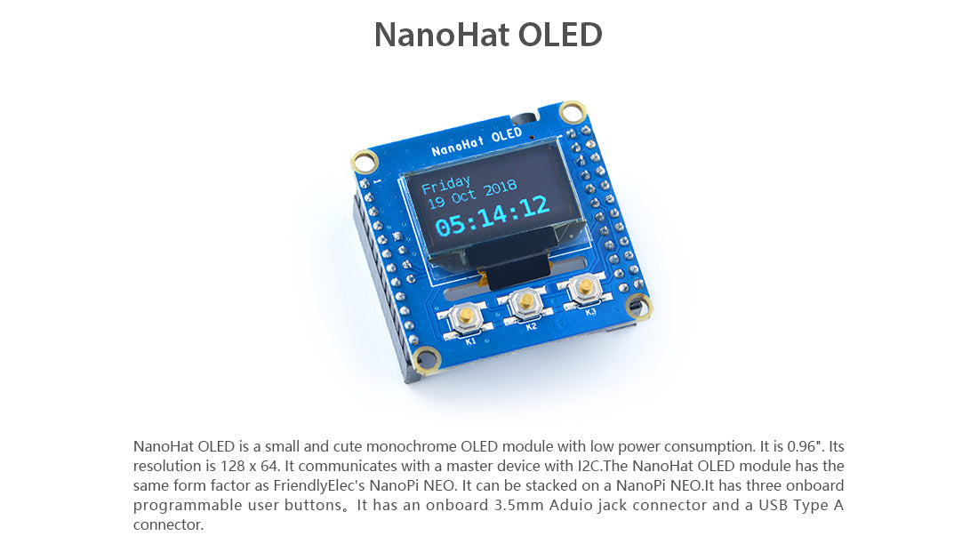 NanoHat OLED for NanoPi NEO/NEO2/NEO Plus2