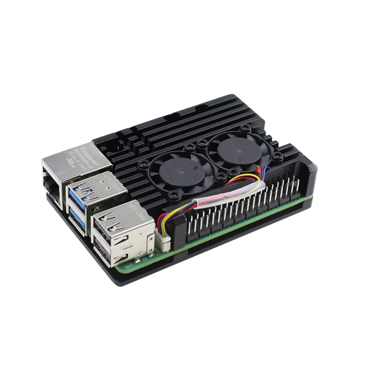 Raspberry Pi 5 Dual-Fan Aluminum Cooling Case — Adjustable Speed