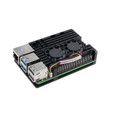Raspberry Pi 5 Dual-Fan Aluminum Cooling Case — Adjustable Speed
