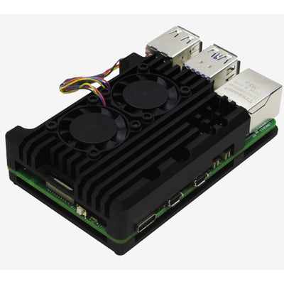 Raspberry Pi 5 Dual-Fan Aluminum Cooling Case — Adjustable Speed