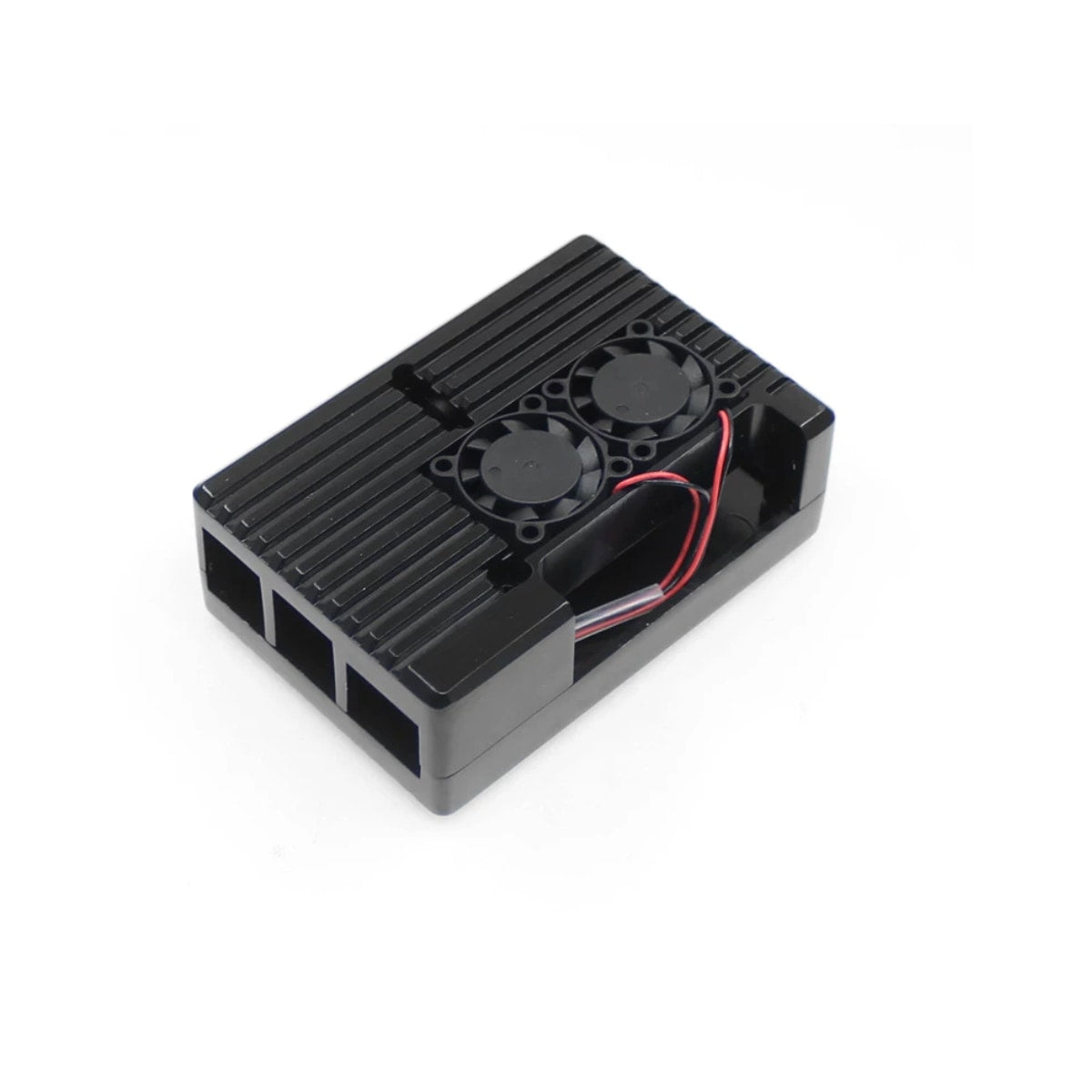 Raspberry Pi 4B Dual-Fan Aluminum Cooling Case — Black