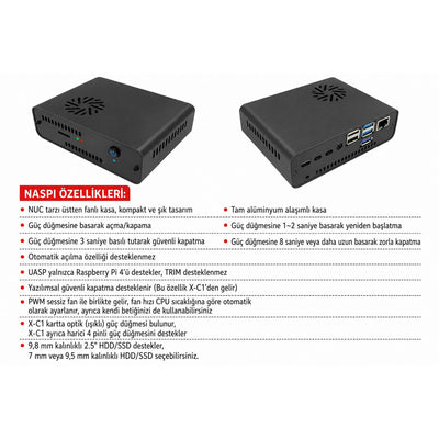 Raspberry Pi 4B NASPi 2.5-inch SATA NAS Storage Case