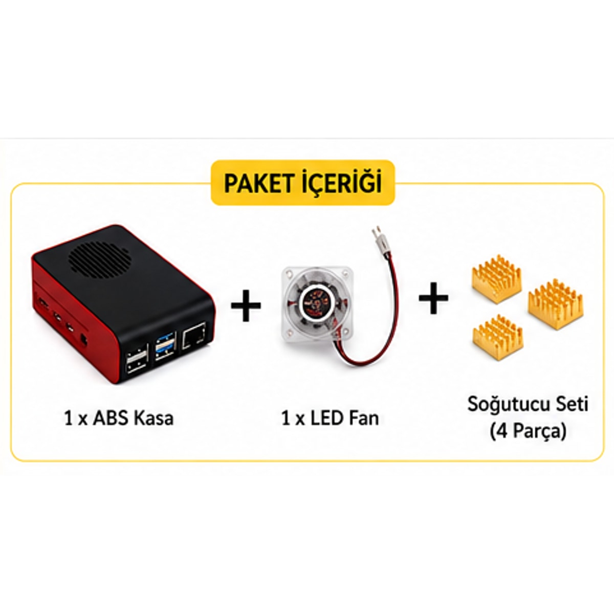 Raspberry Pi 4B ABS LED Fan Cooling Case — Black / Red